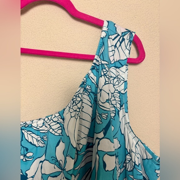 NWT Lane Bryant Moana Tropical Floral One Shoulder Pocketed Midi Dress 20 - Picture 9 of 10